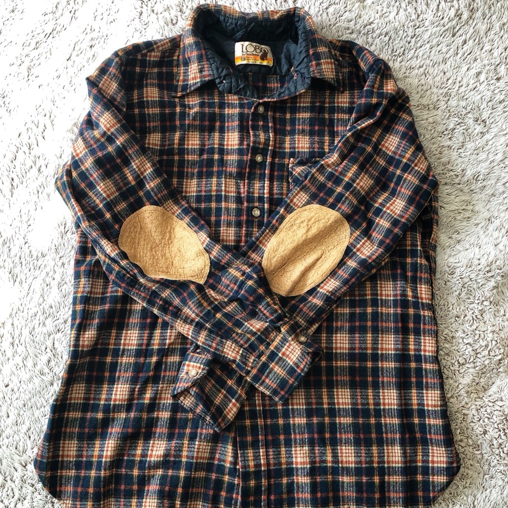 VINTAGE 1970s Pendleton flannel with elbow patches
